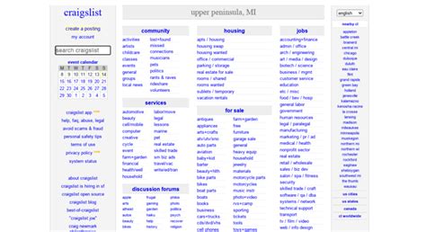 <b>craigslist</b> provides local classifieds and forums for jobs, housing, for sale, services, local community, and events. . Craigslist up mi
